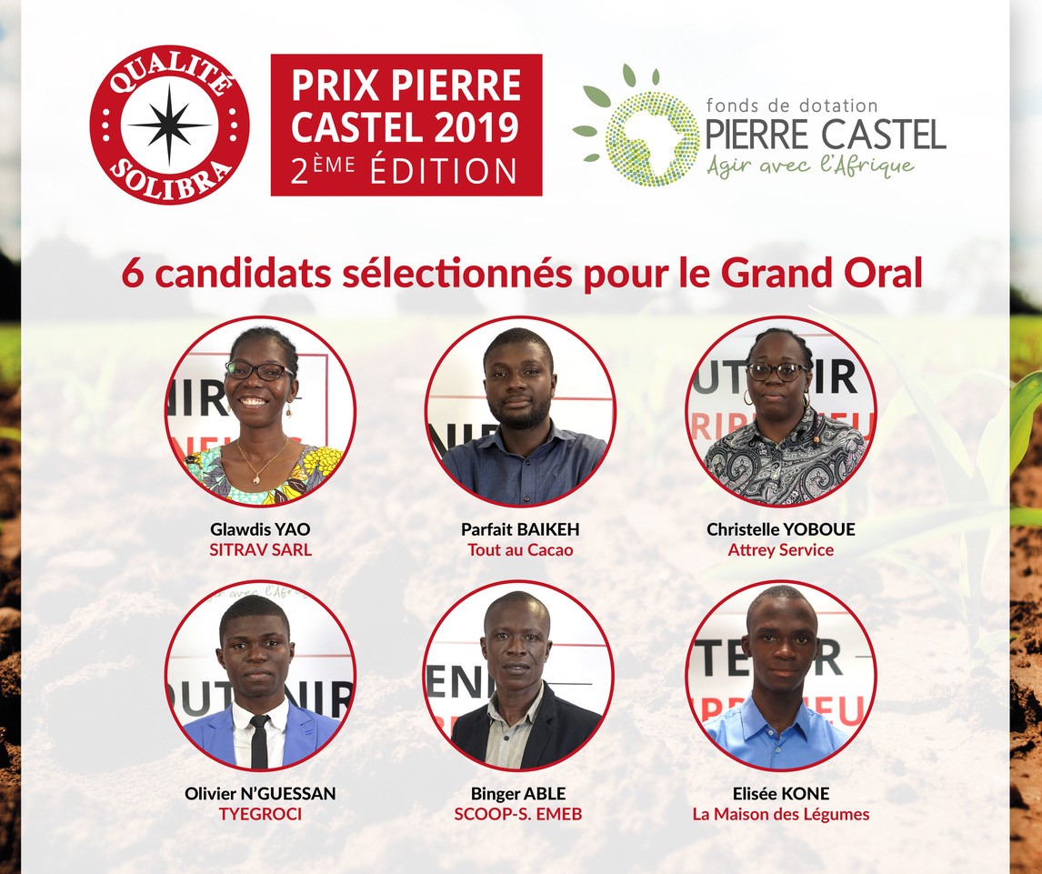 Les 6 finalistes de la deuxième édition du prix Pierre Castel Côte d'Ivoire